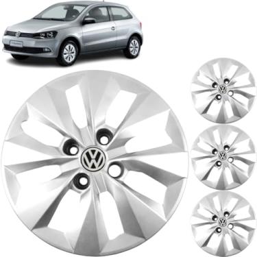 Imagem de Jogo 4 Calotas Aro 13 Vw Gol G6 2013 a 2016 Com Adesivo Logo Vw Resinado Grid 141CA