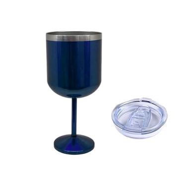 Imagem de Taça Copo Térmico De Aço Inoxidável 2 Em 1 600ML /Vinho Removível/Para Bebidas E Drinks Gin Vinho(Azul escuro)