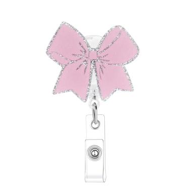 Imagem de Carretel de crachá de laço rosa retrátil e engraçado, clipe retrátil, clipes de crachá de enfermagem, médico, estudante, professor, escritório