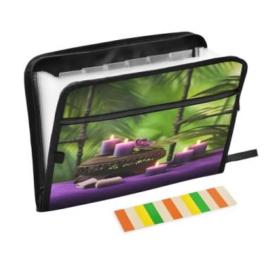 Imagem de Wassud Vela roxa com 13 bolsos, organizador de arquivos sanfonados, pastas expansíveis com abas e adesivos, organizador de pastas de documentos de recibo de papel tamanho carta A4 para viagens de