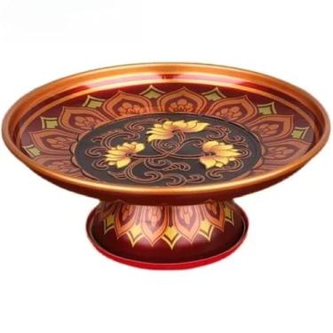 Imagem de FENNYYAR Prato de oferta em estilo chinês prato de frutas para uso doméstico com prato de Buda, 20 cm, ornamento consagrado do Deus da Riqueza
