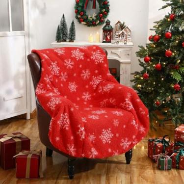 Imagem de Hahafelt Almofadas reversíveis de Natal floco de neve para cadeira ao ar livre, 137 x 152 cm, à prova d'água, lã de ovelha, almofadas para cadeira de escritório, felpa sintética, aconchegante, capas