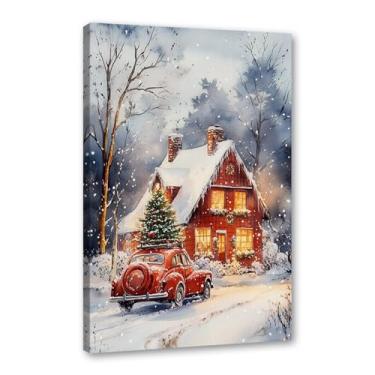 Imagem de Impressão de pôster de arte de parede retrô de Natal Papai Noel alce paisagem de inverno imagens de Natal para bar em casa pub cozinha café loja decoração de férias (SKU7,20,3x30,5 cm = (20 x 30 cm