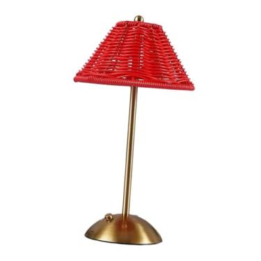 Imagem de Fenteer Luminária de mesa LED portátil, sem fio, pequena luminária de mesa para decoração de casa, ideal para de trabalho, sala de estar, quarto e cabeceira, Vermelho