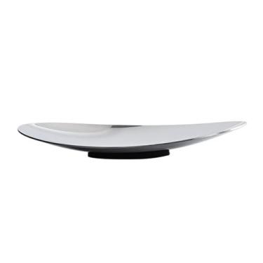 Imagem de Fruteira Fruteira moderna de metal espelhado com pedestal minimalista para decoração de mesa de jantar e cozinha. Decoração de mesa(Pequeno)