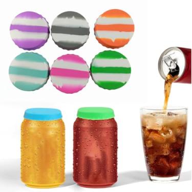 Imagem de Capas de silicone para latas de refrigerante reutilizáveis tampas de lata de refrigerante para manter tampas de cerveja de coca carbonatação para latas padrão chapéu pacote com 6 camuflagem 04