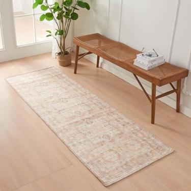 Imagem de Great Bay Home Tapete lavável | Tapete de porta interno bege durável para sala de estar, banheiro, cozinha ou entrada | Tapete com detalhes finos estampados (bronzeado, 71 x 213 cm)