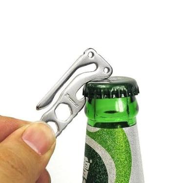 Imagem de Porta-chaves de bolso multifuncional para uso externo, mini abridor de garrafas e chave sextavada (85 x 19 x 0,22 mm)