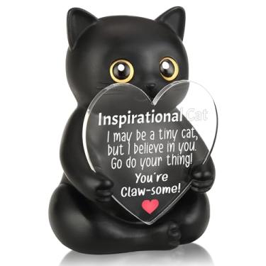 Imagem de FTONENI Decoração de mesa de incentivo de gato preto, presente de apreciação inspirador para colega de trabalho, professor, enfermeira, amigo, estatueta de escritório motivacional engraçada - FDD637