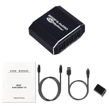 Imagem de SPDIF Toslink divisor óptico digital 1 entrada 3 saídas adaptador de áudio de fibra suporta Dolby Digital e DTS 5.1 para HDTV, TV Box