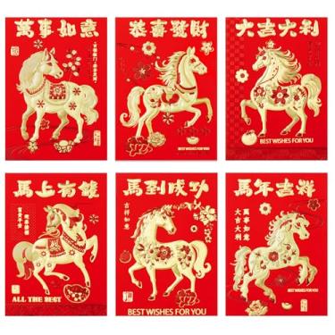 Imagem de Hogrance Envelopes vermelhos Ano Novo Chinês, 72 peças Envelopes para Dinheiro de Natal Lucky Money Hong Bao Bolso Vermelho para o Ano da Cobra 2025, Cobra Realista, 6 Designs (E, Pequeno)