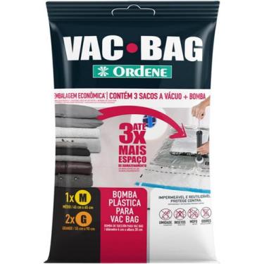 Imagem de 3 Sacos A Vácuo Para viagem Ordene Vac Bag 1 M + 2 G 55x90Cm com Bomba
