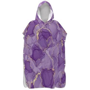 Imagem de Joisal Poncho de surf dourado roxo estético trocador para toalha de banho com capuz de praia Adul Poncho masculino reutilizável com capuz
