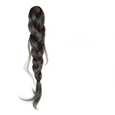 Imagem de 1 peça de extensões de cabelo humano real com clipe trançado rabo de peixe para mulheres, extensões de cabelo preto encaracolado realce grampo macio em extensões de cabelo humano