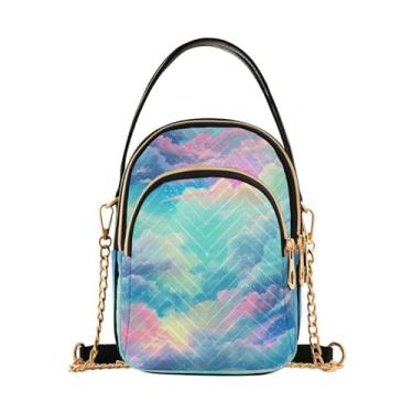Imagem de Bolsa de ombro transversal floral preta e cinza, bolsas transversais femininas, bolsas transversais femininas, Céu cheio de nuvens coloridas-1, One Size