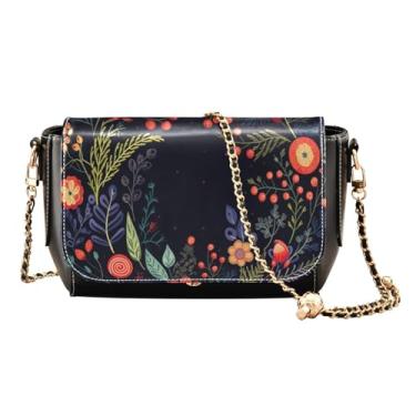 Imagem de Bolsa de couro feita à mão com zíper para arte natalina, bolsas de couro transversais para mulheres, Guirlanda de Natal com flores e folhas-2, One Size
