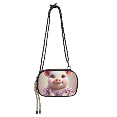 Imagem de TSENQUE Bolsas pequenas transversais femininas bolsa de viagem sobre o ombro carteiras femininas fofas para iphone bolsa engraçada porco princesa fofa