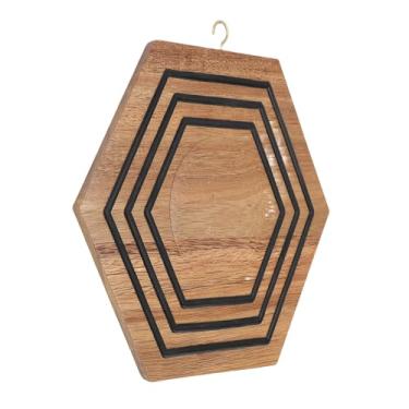 Imagem de Zyyini Suporte Magnético Hexagonal para Panelas, Tapete de Madeira de Silicone para Panelas Fundidas, 8,54x7,48x0,59in para Chefs Domésticos