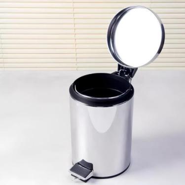 Imagem de Lixeira Inoxidável Redonda com Pedal 20L Acabamento Brilhante - Estilo