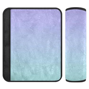 Imagem de Capa de cinto de segurança macia gradiente verde roxo, acolchoada com algodão, almofadas de ombro para mochilas, capas de alça de assento de carro para crianças pequenas