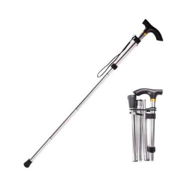 Imagem de Bengala dobrável portátil de 5 níveis com altura ajustável e alça de p