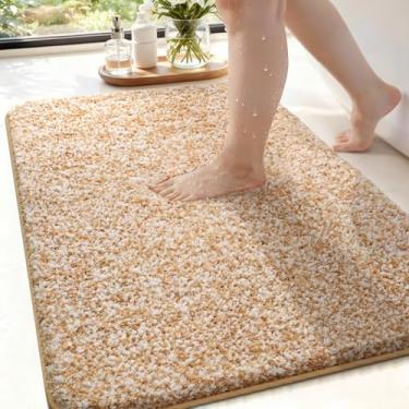 Imagem de ISEAU Tapetes de banheiro 61 x 91 cm, tapete de banho de microfibra super absorvente, tapete de chuveiro antiderrapante com suporte TPR, tapete de banheira lavável à máquina de pelúcia grosso para