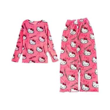 Imagem de Conjunto De Pijamas De Flanela De Inverno Para Mulheres Hello Kitty Ka