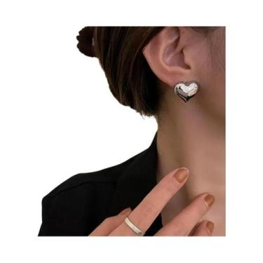 Imagem de Brincos De Coração Dourados Para Mulheres, Joias Minimalistas De Moda 