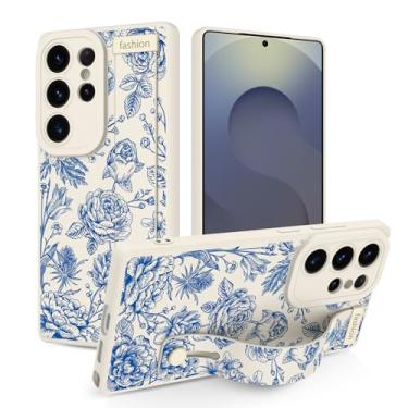 Imagem de Jefonha Capa para Samsung Galaxy S25 Ultra 6,9 polegadas lançado em 2025, capa de silicone com alça para mulheres meninas lindas flores florais capa protetora com suporte ajustável para S25 Ultra