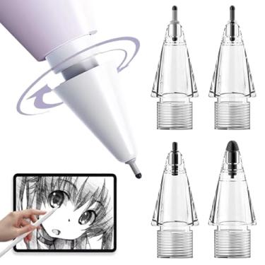 Imagem de Fofvccv Dicas de substituição para Apple Pencil, ponta de iPencil Mix atualizada para iPad Pro/USB-C/1ª geração/2ª geração, pontas de lápis de agulha com capa - Pacote com 4 transparentes
