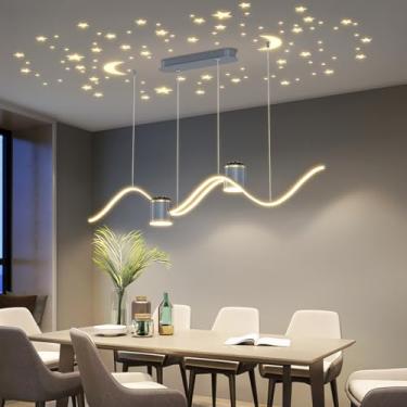 Imagem de Luminárias pendentes de LED modernas, luminárias pendentes de LED lineares minimalistas, iluminação para restaurantes e bares, luminárias minimalistas (Opção A: Cinza)