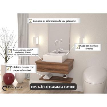 Imagem de Conjunto para Banheiro Gabinete com Cuba Q35 e Prateleira 605w Metrópole Compace Nogal