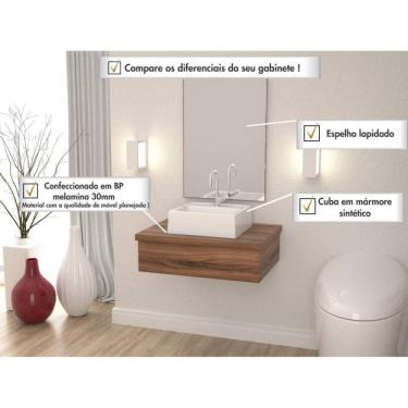 Imagem de Conjunto para Banheiro Gabinete com Cuba Q32 e Espelheira 601w Metrópole Compace Nogal