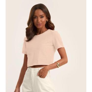 Imagem de Blusa Básica Feminina Cotton Leve Rovitex Rosa, P, Rosa