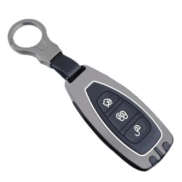 Imagem de Capa de liga + sílica gel para chave remota de carro compatível com Ford Focus 3 4 ST Mondeo MK3 MK4 Fiesta Fusion Kuga 2013 2014 2015 2017 2018(Grey Set)