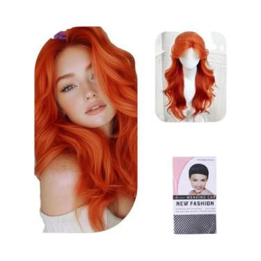 Imagem de Peruca Sintética Longa E Lisa Em Tom Vermelho Marrom Para Mulheres Com