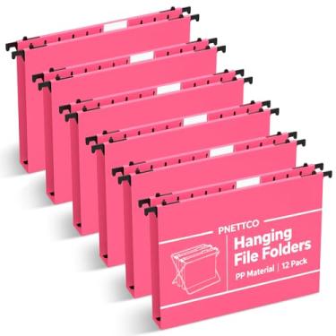 Imagem de Pasta de arquivo de plástico com capacidade extra, pacote com 12 pastas suspensas reforçadas, tamanho carta, pastas de armário de expansão de 2,5 cm, para arquivos em massa, gráficos médicos, rosa