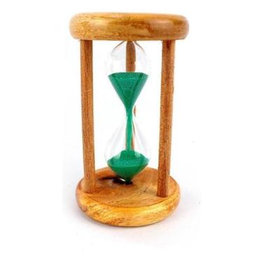 Imagem de Ampulheta Madeira E Vidro Relógio De Areia Verde 10 Seg F - GS