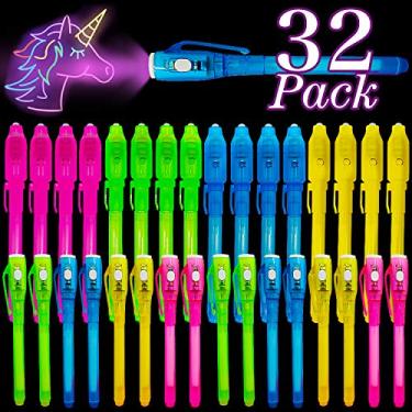 Imagem de iGeeKid 32 Pack 2 Style Invisible Ink Pen with UV Black Light Party Favor for Kids 8 12 Secret Spy Pens Magic Disappearing Ink Markers Clasroom Prize Birthday Gifts Halloween Goodie Bags Stuffers