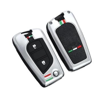 Imagem de Capa de chave compatível com toyota, projetada especificamente, compatível com corolla camry rav4 azeal hanlan leeding, acessórios automotivos(B two-key folding (space silver) single shell)