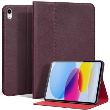Imagem de XFYKJIN Capa de couro genuíno para iPad 11ª geração (A16, 11 polegadas, 2025) e iPad 10ª geração (11 polegadas, 2022) - Capa inteligente de couro bovino premium com despertar/hibernar automático e