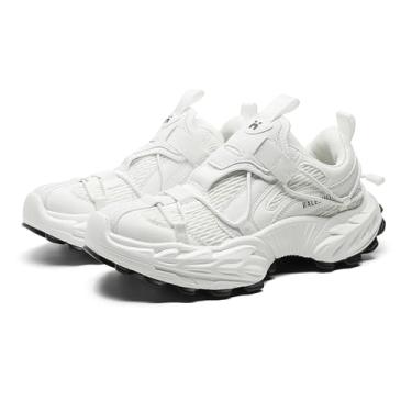 Imagem de NEW SHITA Tênis feminino grosso com plataforma, moderno, confortável, corrida, academia, respirável, esportivo, unissex, para caminhada, Branco, 36 BR