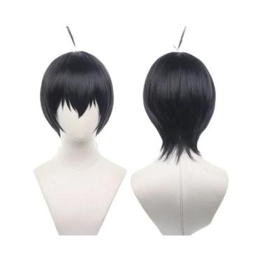 Imagem de Peruca De Cosplay Curta Preta E Azul Anime Isagi Yoichi, Peruca Sintét