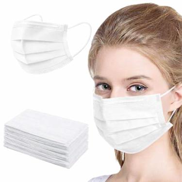 Imagem de Máscara Descartável Tripla Proteção 50 Unidades Atóxica Hipoalérgica Livre De Látex Não Estéril 2 Camadas Em TNT E 1 Camada Interna De Filtro 95% De Eficácia (Branca)