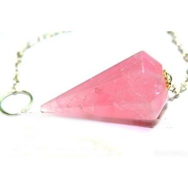 Imagem de Pendulo Quartzo Rosa Facetado Pedra Natural Para Radiestesia - Cristai