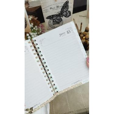 Imagem de Caderno Vintage Espiral Metálico, Capa Floral Romântica Tons de Rosa, 200 Páginas, 21x15cm, Ideal para Estudos e Anotações