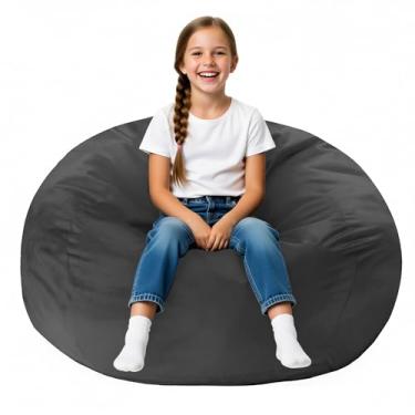 Imagem de Cansunna Cadeiras de pufe de 6 m, pufes confortáveis, pequenos sacos de feijão com enchimento de espuma de memória, cadeira de saco de feijão em gota, capa lavável na máquina, sofá preguiçoso para