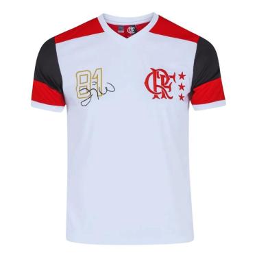 Imagem de Camisa Flamengo Zico Branca Retrô Adulto Oficial