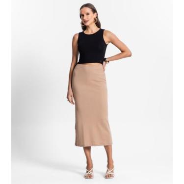 Imagem de Saia Midi De Ribana Feminina Endless Marrom, M, Marrom