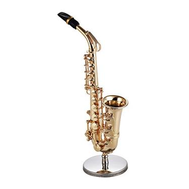 Imagem de Saxofone Alto de Latão Modelo Decoração Instrumento Musical Mesa Exquisita Ornamentos Musicais com Caixa Delicada
